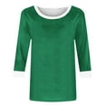 thumbnail image 5 of JURANMO 3/4 Length Sleeve Womens Tops Casual Summer Spring Vacation Trendy T Shirts Crewneck Color Block Three Quarter Tunic Blouse Lighten Sales of The Day Green XXL, 5 of 6