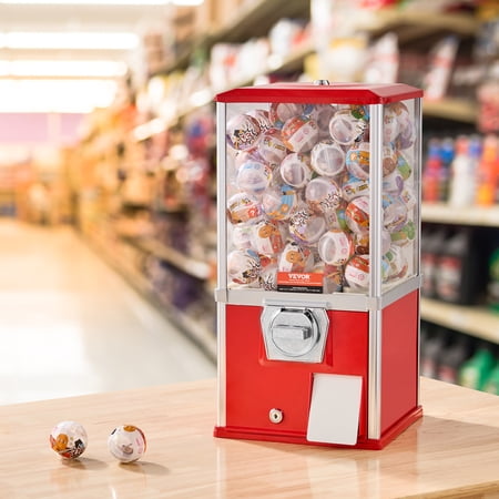 KFFKFF 21"H Gumball Machine A Vintage Vending Coin Bank Dispenser with Red PS Exterior