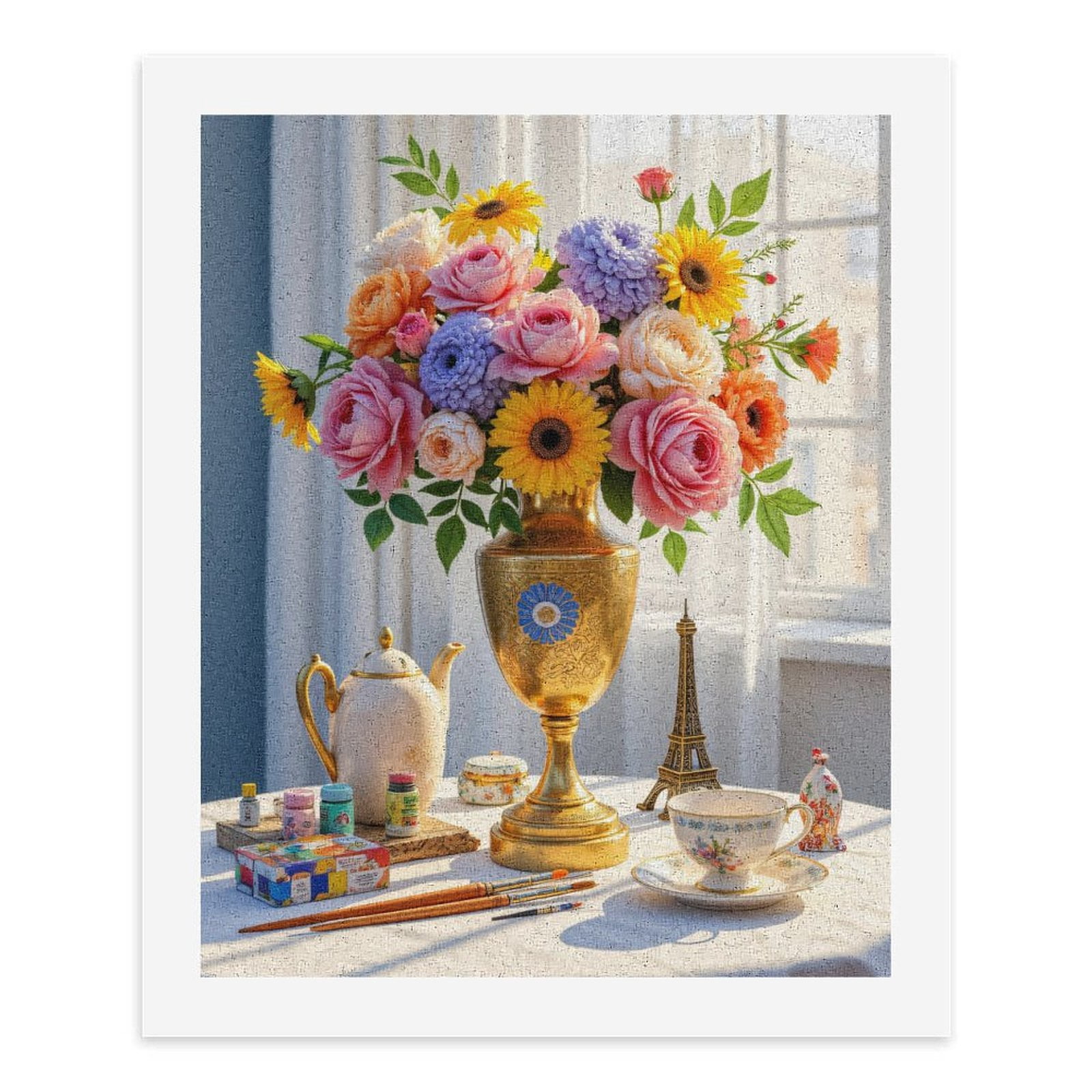 Paint By Numbers Kit for Adults Beginner - DIY Vibrant Floral Still Life Art Table Canvas Painting Kits for Adults, Frameless Paint By Number for Adults for Home Wall Decor 16x20 Inch