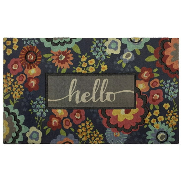 Mainstays Floral Hello 18x30 Polyester Doormat