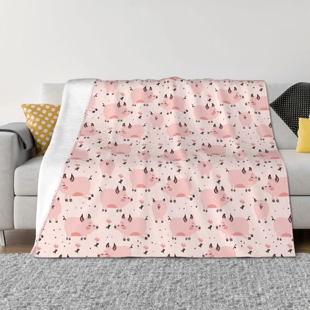 Balery Pig Manta de Franela con Dibujo, Lujo Ultra Suave y Cálido, Antipelusa y Resistente a las Arrugas para Cama, Sofá, Camping -40"x30"