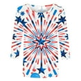 thumbnail image 4 of American Flag Shirts Womens Red White and Blue Shirts for Women Patriotic T Shirts Women Patriotic Tops for Women Fourth of July Tees Casual Crewneck 3/4 Sleeve Loose T Shirt Ladies Blouses Shirts, 4 of 5