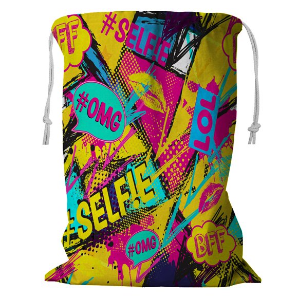 EREHome comic speech bubbles Storage Basket Laundry Bag with Drawstring 24x32 Inch