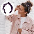 thumbnail image 5 of Unique Bargains 1 Pcs Women Knotted Headbands Fashion Faux Pearl Beaded Headband Wide Head Bands Hair Accessories Purple, 5 of 7