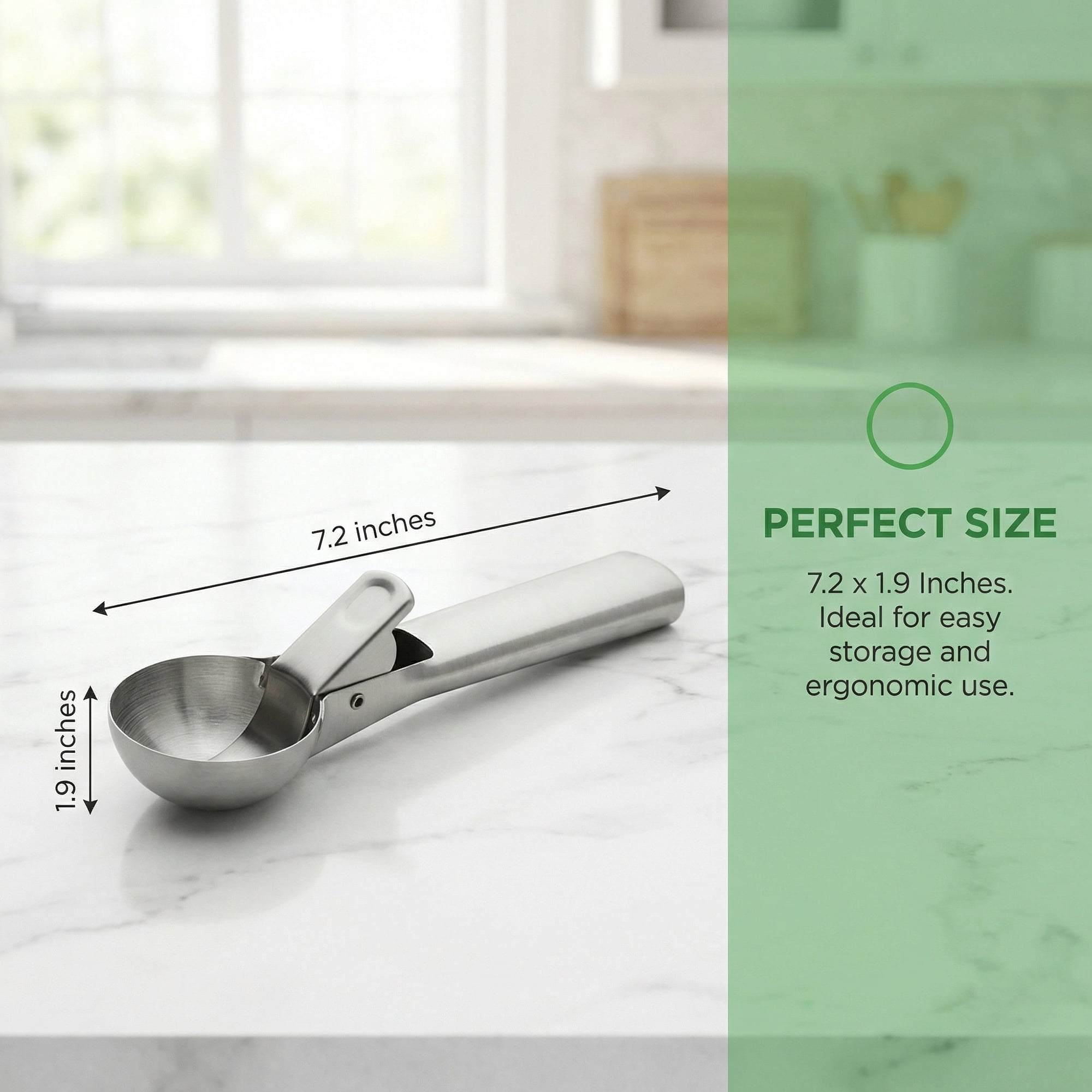Unique Bargains Stainless Steel Ice Cream Scoop with Durable Handle Silver1 7.2in