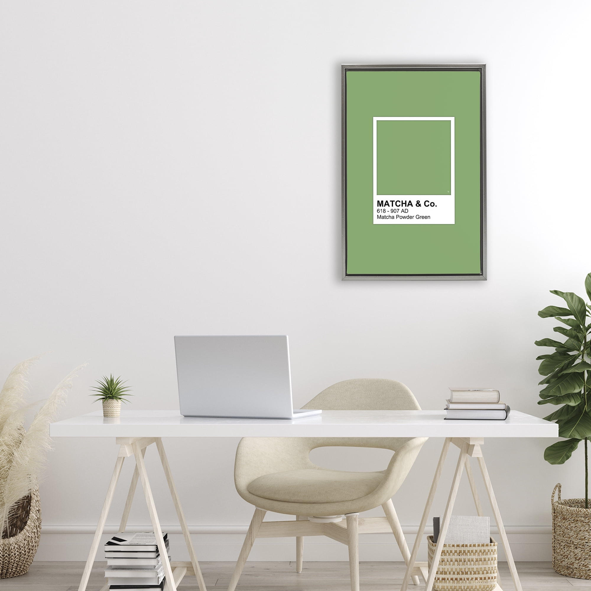Stupell Industries Matcha Powder Green Shade Gray Framed Floater Canvas Wall Art, design by Martina Pavlova