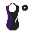 thumbnail image 2 of inlzdz Kids Girls Sparkle Rhinestone Gymnastics Leotard Ballet Dance Bodysuit with Hair Scrunchie Purple 14, 2 of 5