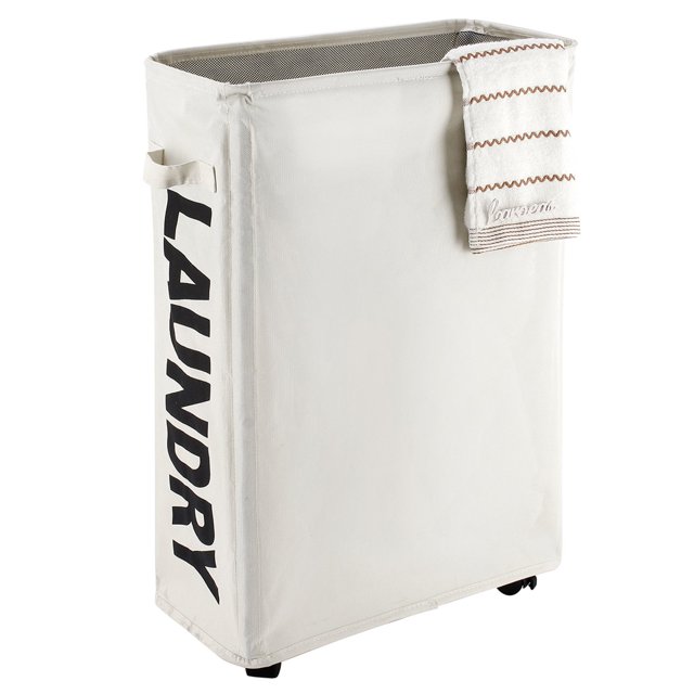 Caroeas Cesta para la colada delgada con ruedas de 22.0 in, con soporte, plegable, impermeable, clasificador y organizador con ruedas, cesta alta y fina para la colada sucia, cesta de esquina para el