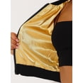 thumbnail image 5 of INSPIRE CHIC Women's Sequin Party Long Sleeve Zipper Up Cropped Bomber Jacket M Yellow, 5 of 6