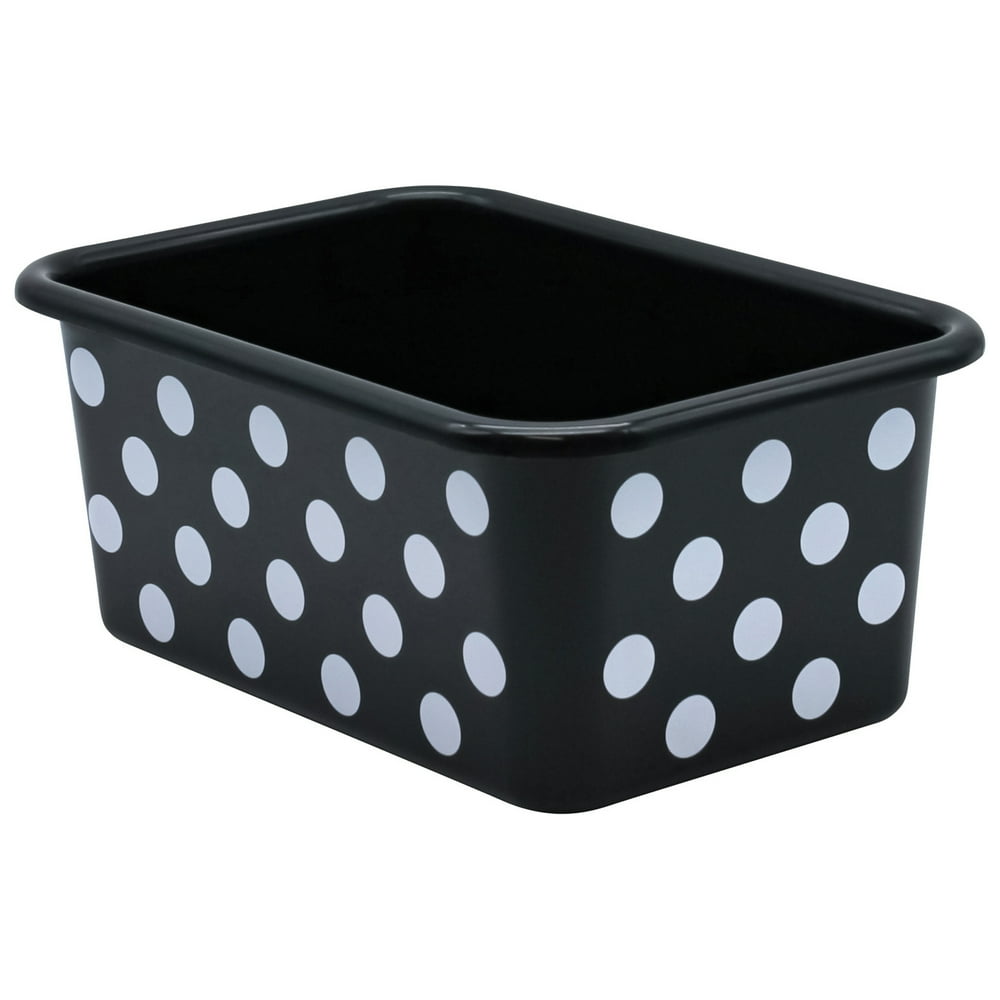 White Polka Dots Small Storage Bin Plastic