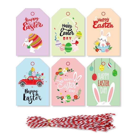 BQBQERT 24 Sets Thank You Paper Treat Bags with Happy Easter Sticker for Goodies Candy Packing Party