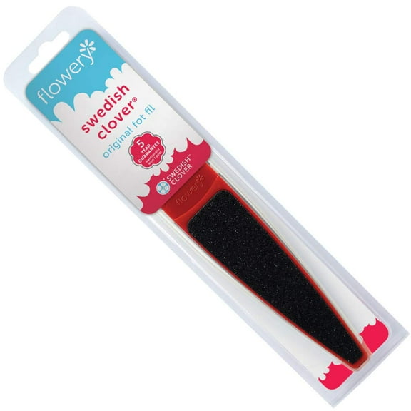 Flowery Original Swedish Clover Red Foot File, Dual-Sided Pedicure Foot Scrubber, 60/100 Grit, Red