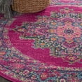 thumbnail image 3 of 5â€™ Round Fuchsia and Blue Distressed Area Rug, 3 of 6