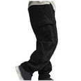 thumbnail image 4 of Men's Work Pants Men's And Linen Elastic Waist Blended Breathable Comfortable Soft Cargo Pocket Casual Trousers Full Length Pants Work Pants for Men Plus Size Black M, 4 of 7