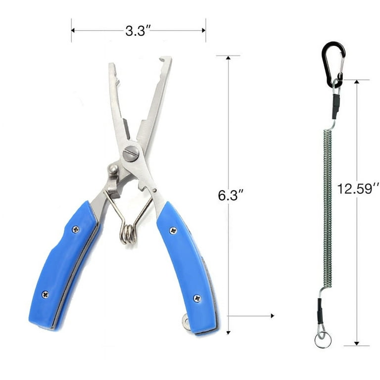Multifunctional Fishing Pliers Stainless Steel Scissors Braid Cutters Split  Ring Pliers Hook Remover Outdoors Fishing Tools with Sheath and Lanyard-Blue  