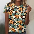 thumbnail image 1 of Fiudx Camisas para Mujer Camiseta de Manga Corta con Cuello Redondo y Estampado Informal para Mujer, 1 of 4