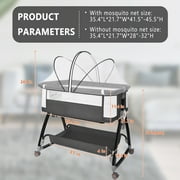Baby Bassinet, HDJ Baby Bedside Sleeper Bassinet with Storage Basket for Infant, Bedside Crib for 0-6 Months, Dark Gray