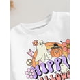 thumbnail image 5 of Wassery 2PCS Toddler Baby Girl Fall Outfits Set 6M 12M 18M 24M 3T 4T Infant Halloween Clothes Long Sleeve Letters Print Sweatshirt Tops+ Bell Bottoms + Headband Set, 5 of 8