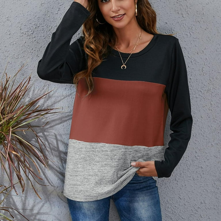 long tunic tops for women,Women's Fashion Casual Color Plush Round Neck Sleeve T-shirt Top Fragarn - Walmart.com