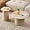2 Pcs Beige Stone Patterned, variant on 3-Piece Nesting Coffee Table Set, Modern Small Round Wood Side Tables, Fluted Drum Base, for Living Room Bedroom Apartment Small Space, Natual