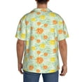 thumbnail image 3 of Lsque Tree Palms Lemon print Men's Cuban Collar Short Sleeve Shirt Summer Beachwear Casual Button Down Fashionable Vacation Leisure Shirt-Small, 3 of 7