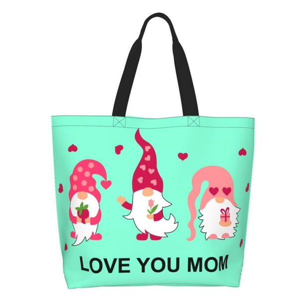Disketp Love You Mom Bolsa Tote Estampada para Mujer, Bolso de Hombro y de Mano para Compras y Viajes