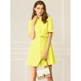 thumbnail image 2 of INSPIRE CHIC Women's Casual Short Sleeve Solid Color Button Down Shirt Dress, 2 of 4