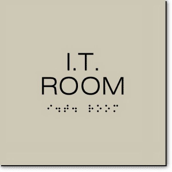 I.T. Room Sign-Taupe / Black (2 Units)