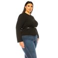 thumbnail image 2 of Women's Plus Size Collarless Button Down Jacket with Belt Accent, 2 of 7