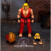 Jada Toys Street Fighter II Ken Action Figure Wave 2 - 6 Tall, Interchangeable Heads, Hands, Fireball Accessory