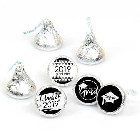 Black & White Grad - Best is Yet to Come - Black & White 2019 Graduation Party Round Candy Sticker Favors-Hershey's (Best Place For Graduation Party)