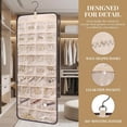thumbnail image 2 of Large Hanging Jewelry Organizer Roll with Metal Hooks, Double-Sided Storage Holder for Earrings Necklaces Rings, Black Fabric with Hanger for Closet Wall Door, 2 of 5