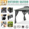 thumbnail image 4 of COBIZI Outdoor Gazebo,10'x10'Canopy with Mosquito Netting,Shade Tent for Party, Backyard, Patio Lawn & Garden,Gray, 4 of 10