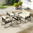 thumbnail image 4 of Costway 8 PCS Patio Furniture Set with Tempered Glass Coffee Table PE Wicker Rattan Chairs, 4 of 10