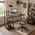 thumbnail image 2 of 39.5" Computer Desk with Shelves and 3-Tier Storage Bookshelf, Laptop PC Work Table Writing Desk for Small Spaces, Brown, 2 of 9