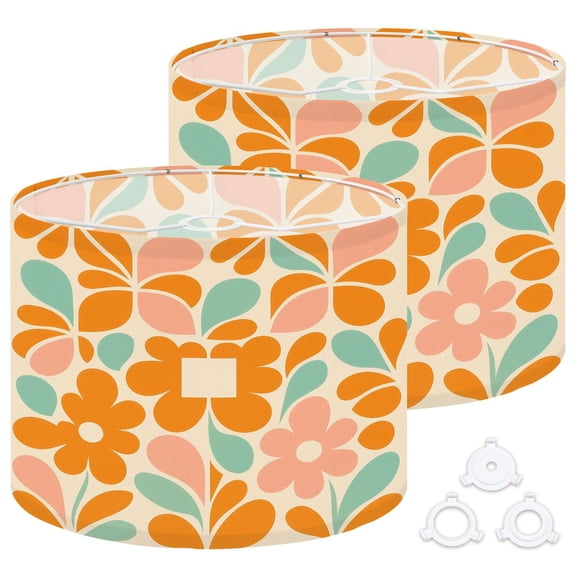 Lamp Shades Set of 2 Easy Assembly 50s Mid Century Modern Seamless Drum Lampshades for Table Lamps Floor Lamps Pendant Light 13"x13"x10" Replacement Lamp Shade