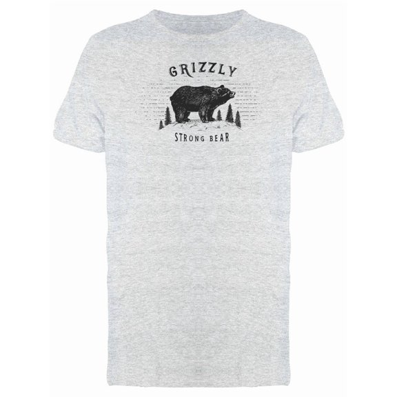 Grizzly Strong Bear Ink Style T-Shirt Men -Image by Shutterstock, Male Small