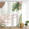 thumbnail image 2 of Sage Green Shower Curtain 72Wx72L Inches, Abstract Bohemian Mid Century Bathroom Curtains, 2 of 8