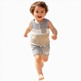 thumbnail image 4 of KPOPLK Baby Boy Clothes Toddler Boy Summer Outfits Kids Sleeveless Tank Tops Shorts Set Print Hawaii Beach Clothes(9-12 Months,Grey), 4 of 8