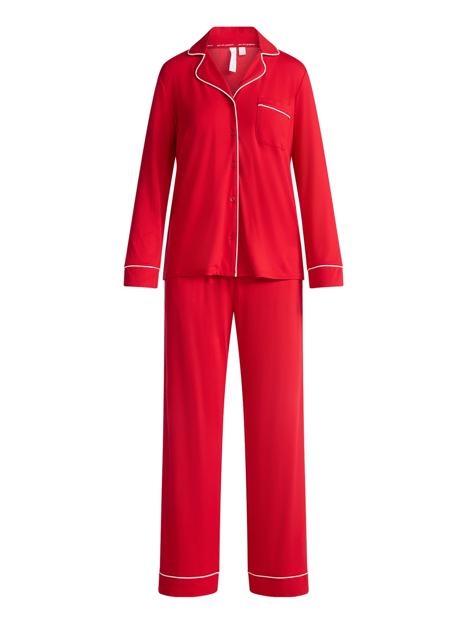 Joyspun Women’s Dreamy Soft Collection Long Sleeve Top and Pants Pajama Set, Sizes XS-4X
