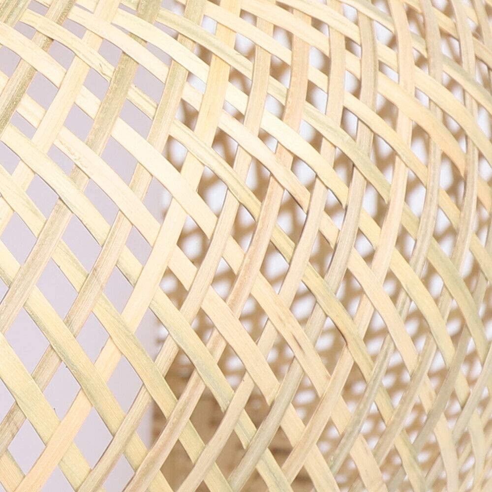 ANQIDI Chandelier Lamp, 16" Vintage Bamboo Wicker Rattan Lantern Pendant Light Natural Weaving Wooden Hanging Ceiling Lamp