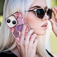 thumbnail image 6 of Compatible with iPhone 15 Plus Shiny Plating Marble Case with Detachable Glitter Paper for Women Men Fashion Luxury Electroplated Soft TPU Camera Protection Shockproof Phone Cover, Pink, 6 of 12