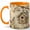 Orange, variant on Rustic Birdhouse Coffee Mug, Watercolor Spring Flowers and Birds Design, 11 oz Ceramic Cup
