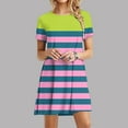 thumbnail image 1 of Ovzne Robes d'Été pour Femmes Robe de Plage Femmes Décontractée Imprimée Manches Courtes Col Rond Robe de Vacances Manches Courtes Imprimée Liquidation, 1 of 6