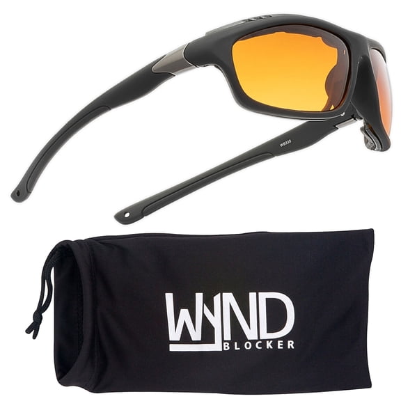 WYND Blocker Murph Polarized Wind Resistant Sunglasses Motorcycle Riding Glasses (M335 - Black, PZ Blue Blocking)
