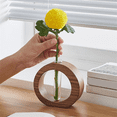 thumbnail image 4 of Jarrón individual con 1 tubo de ensayo de vidrio, jarrón de mesa, base de flores de madera, transparente, arreglo, 4 of 4