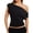 Black #32, variant on Off The Shoulder Tops for Women Cinched Waist Loose Short Sleeve Blouses 2026 Summer Stretchy Casual T-Shirts