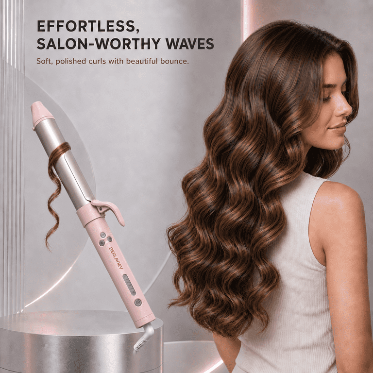 Berlaney 1.25" Automatic Rotating Curling Iron, Pink photo 7