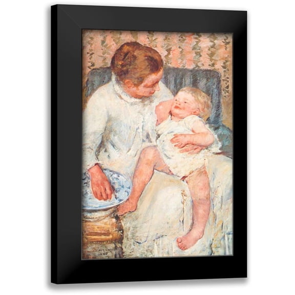 Cassatt, Mary 11x14 Black Modern Framed Museum Art Print Titled - Mother About To Wash Her Sleepy Child