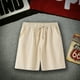 thumbnail image 5 of Pantalones cortos clásicos de lino para hombre, cintura elástica, verano, playa, tablero ligero, ajuste delgado con bolsillos, 5 of 6